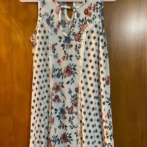 Floral Sleeveless Dress with Keyhole Detail
